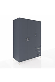 Kronos Dolap 6 Raflı 3 Çekmeceli Tek Askılı 132x59x195 Antrasit-Antrasit/Antrasit