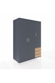 Kronos Dolap 6 Raflı 3 Çekmeceli Tek Askılı 132x59x195 Antrasit-Antrasit/Çam