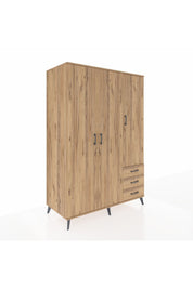 Kronos Dolap 6 Raflı 3 Çekmeceli Tek Askılı 132x59x195 Çam-Çam/Çam