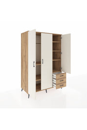 Kronos Dolap 6 Raflı 3 Çekmeceli Tek Askılı 132x59x195 Çam-Aytaşı/Çam