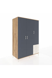 Kronos Dolap 6 Raflı 3 Çekmeceli Tek Askılı 132x59x195 Çam-Antrasit/Aytaşı