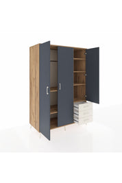 Kronos Dolap 6 Raflı 3 Çekmeceli Tek Askılı 132x59x195 Çam-Antrasit/Aytaşı