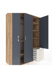 Kronos Dolap 6 Raflı 3 Çekmeceli Tek Askılı 132x59x195 Çam-Antrasit/Aytaşı