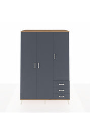 Kronos Dolap 6 Raflı 3 Çekmeceli Tek Askılı 132x59x195 Çam-Antrasit/Antrasit