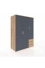 Kronos Dolap 6 Raflı 3 Çekmeceli Tek Askılı 132x59x195 Çam-Antrasit/Çam