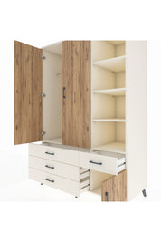 Kronos Dolap 5 Raflı 4 Çekmeceli Tek Askılı 132x59x195 Aytaşı-Çam/Aytaşı