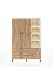 Kronos Dolap 5 Raflı 4 Çekmeceli Tek Askılı 132x59x195 Aytaşı-Çam/Çam