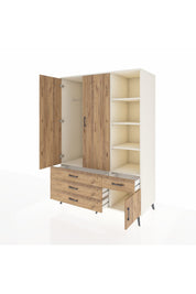 Kronos Dolap 5 Raflı 4 Çekmeceli Tek Askılı 132x59x195 Aytaşı-Çam/Çam