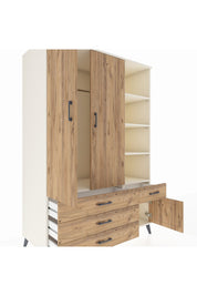 Kronos Dolap 5 Raflı 4 Çekmeceli Tek Askılı 132x59x195 Aytaşı-Çam/Çam