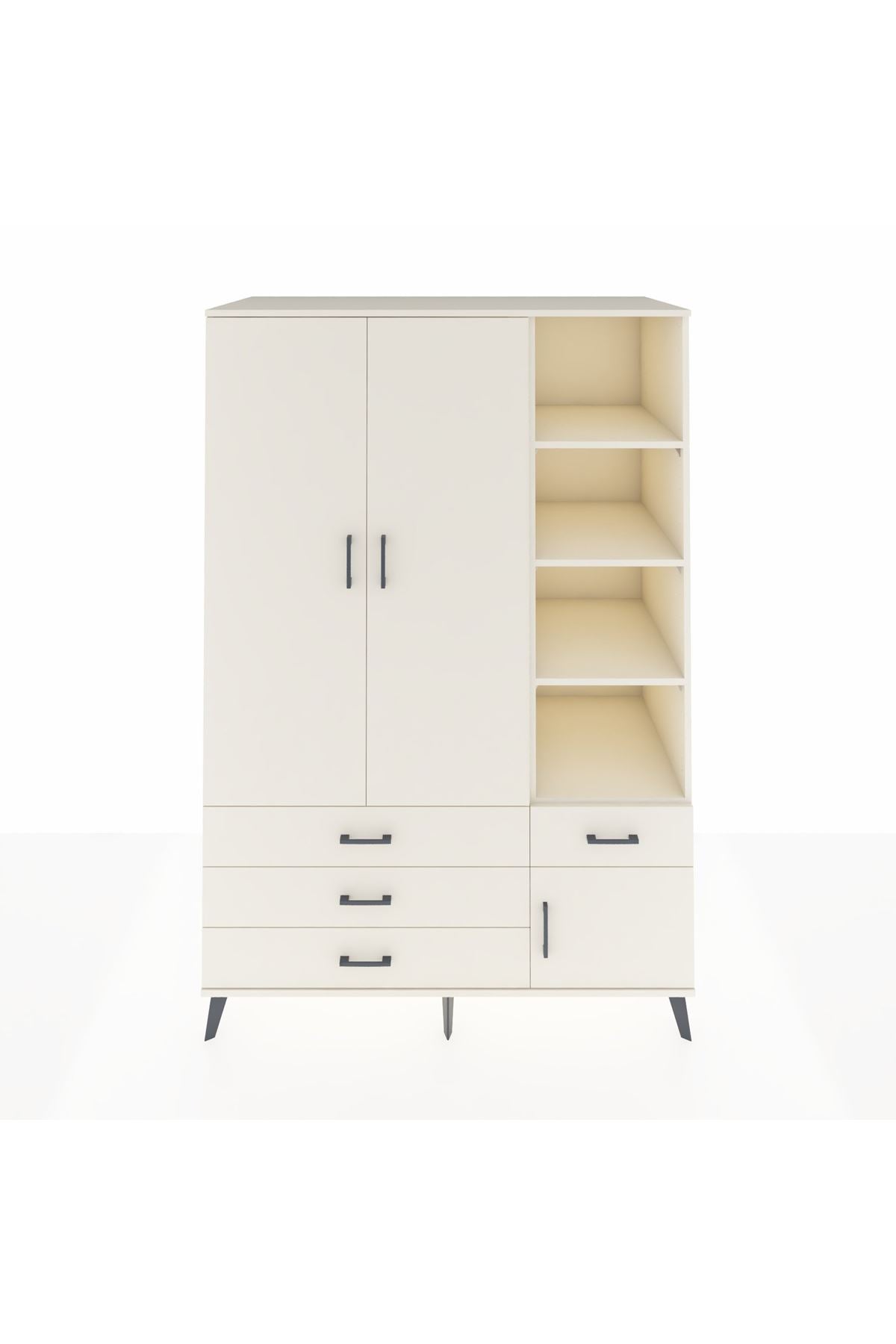 Kronos Dolap 5 Raflı 4 Çekmeceli Tek Askılı 132x59x195 Aytaşı-Aytaşı/Aytaşı