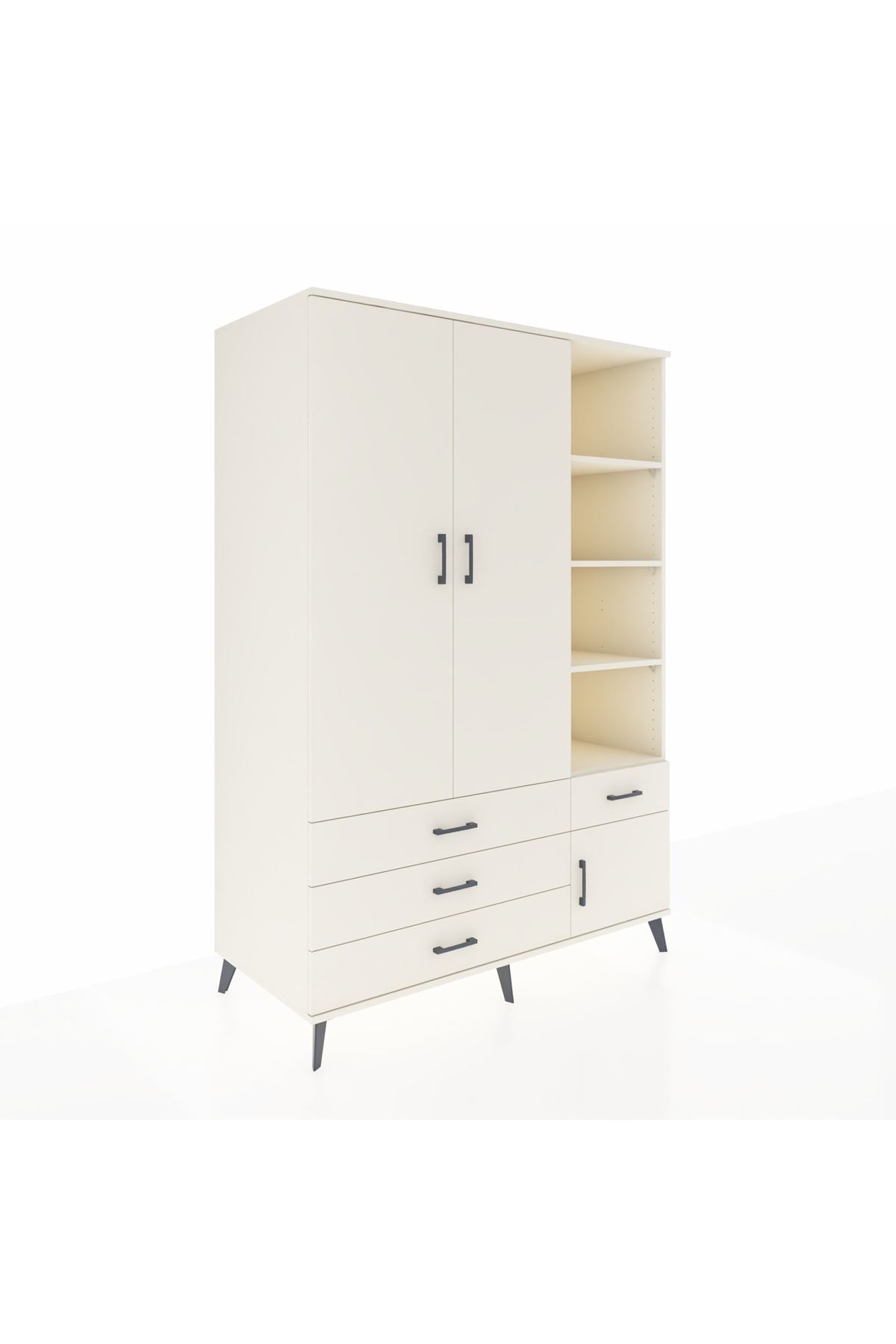 Kronos Dolap 5 Raflı 4 Çekmeceli Tek Askılı 132x59x195 Aytaşı-Aytaşı/Aytaşı