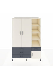 Kronos Dolap 5 Raflı 4 Çekmeceli Tek Askılı 132x59x195 Aytaşı-Aytaşı/Antrasit