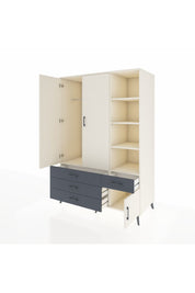 Kronos Dolap 5 Raflı 4 Çekmeceli Tek Askılı 132x59x195 Aytaşı-Aytaşı/Antrasit