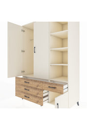 Kronos Dolap 5 Raflı 4 Çekmeceli Tek Askılı 132x59x195 Aytaşı-Aytaşı/Çam