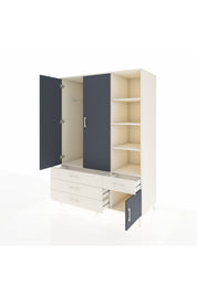 Kronos Dolap 5 Raflı 4 Çekmeceli Tek Askılı 132x59x195 Aytaşı-Antrasit/Aytaşı