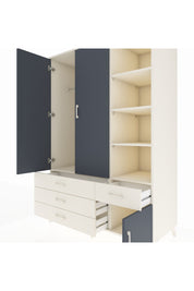 Kronos Dolap 5 Raflı 4 Çekmeceli Tek Askılı 132x59x195 Aytaşı-Antrasit/Aytaşı