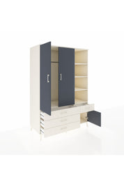 Kronos Dolap 5 Raflı 4 Çekmeceli Tek Askılı 132x59x195 Aytaşı-Antrasit/Aytaşı