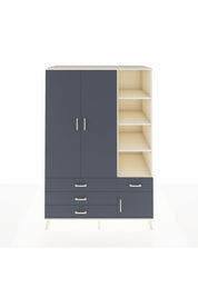 Kronos Dolap 5 Raflı 4 Çekmeceli Tek Askılı 132x59x195 Aytaşı-Antrasit/Antrasit