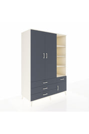 Kronos Dolap 5 Raflı 4 Çekmeceli Tek Askılı 132x59x195 Aytaşı-Antrasit/Antrasit
