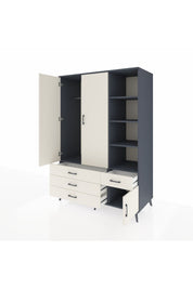 Kronos Dolap 5 Raflı 4 Çekmeceli Tek Askılı 132x59x195 Antrasit-Aytaşı/Aytaşı