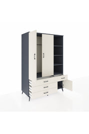 Kronos Dolap 5 Raflı 4 Çekmeceli Tek Askılı 132x59x195 Antrasit-Aytaşı/Aytaşı