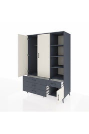 Kronos Dolap 5 Raflı 4 Çekmeceli Tek Askılı 132x59x195 Antrasit-Aytaşı/Antrasit