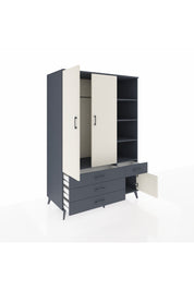 Kronos Dolap 5 Raflı 4 Çekmeceli Tek Askılı 132x59x195 Antrasit-Aytaşı/Antrasit