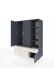 Kronos Dolap 5 Raflı 4 Çekmeceli Tek Askılı 132x59x195 Antrasit-Antrasit/Aytaşı