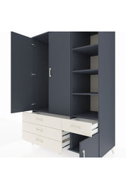 Kronos Dolap 5 Raflı 4 Çekmeceli Tek Askılı 132x59x195 Antrasit-Antrasit/Aytaşı