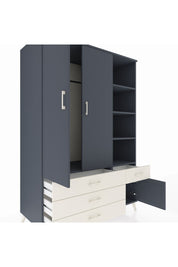 Kronos Dolap 5 Raflı 4 Çekmeceli Tek Askılı 132x59x195 Antrasit-Antrasit/Aytaşı