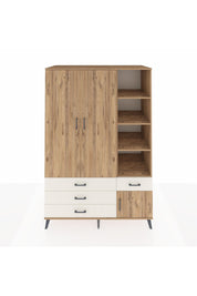 Kronos Dolap 5 Raflı 4 Çekmeceli Tek Askılı 132x59x195 Çam-Çam/Aytaşı