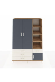 Kronos Dolap 5 Raflı 4 Çekmeceli Tek Askılı 132x59x195 Çam-Antrasit/Aytaşı