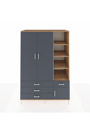 Kronos Dolap 5 Raflı 4 Çekmeceli Tek Askılı 132x59x195 Çam-Antrasit/Antrasit