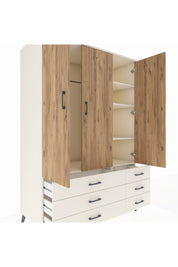 Kronos Dolap 5 Raflı 6 Çekmeceli Tek Askılı 132x59x195 Aytaşı-Çam/Aytaşı