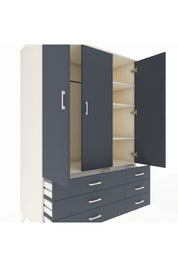 Kronos Dolap 5 Raflı 6 Çekmeceli Tek Askılı 132x59x195 Aytaşı-Antrasit/Antrasit