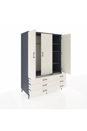 Kronos Dolap 5 Raflı 6 Çekmeceli Tek Askılı 132x59x195 Antrasit-Aytaşı/Aytaşı