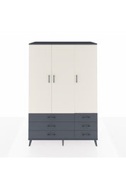 Kronos Dolap 5 Raflı 6 Çekmeceli Tek Askılı 132x59x195 Antrasit-Aytaşı/Antrasit