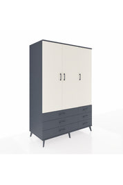 Kronos Dolap 5 Raflı 6 Çekmeceli Tek Askılı 132x59x195 Antrasit-Aytaşı/Antrasit