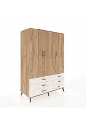 Kronos Dolap 5 Raflı 6 Çekmeceli Tek Askılı 132x59x195 Çam-Çam/Aytaşı