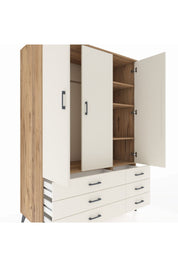 Kronos Dolap 5 Raflı 6 Çekmeceli Tek Askılı 132x59x195 Çam-Aytaşı/Aytaşı