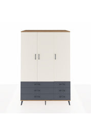 Kronos Dolap 5 Raflı 6 Çekmeceli Tek Askılı 132x59x195 Çam-Aytaşı/Antrasit