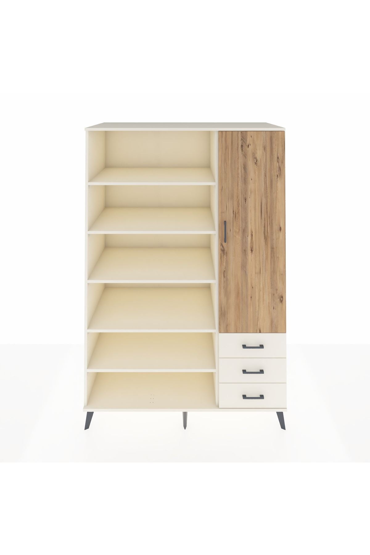 Kronos Dolap 9 Raflı 3 Çekmeceli Tek Kapaklı 132x59x195 Aytaşı-Çam/Aytaşı