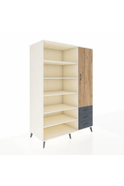 Kronos Dolap 9 Raflı 3 Çekmeceli Tek Kapaklı 132x59x195 Aytaşı-Çam/Antrasit