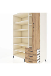 Kronos Dolap 9 Raflı 3 Çekmeceli Tek Kapaklı 132x59x195 Aytaşı-Çam/Çam