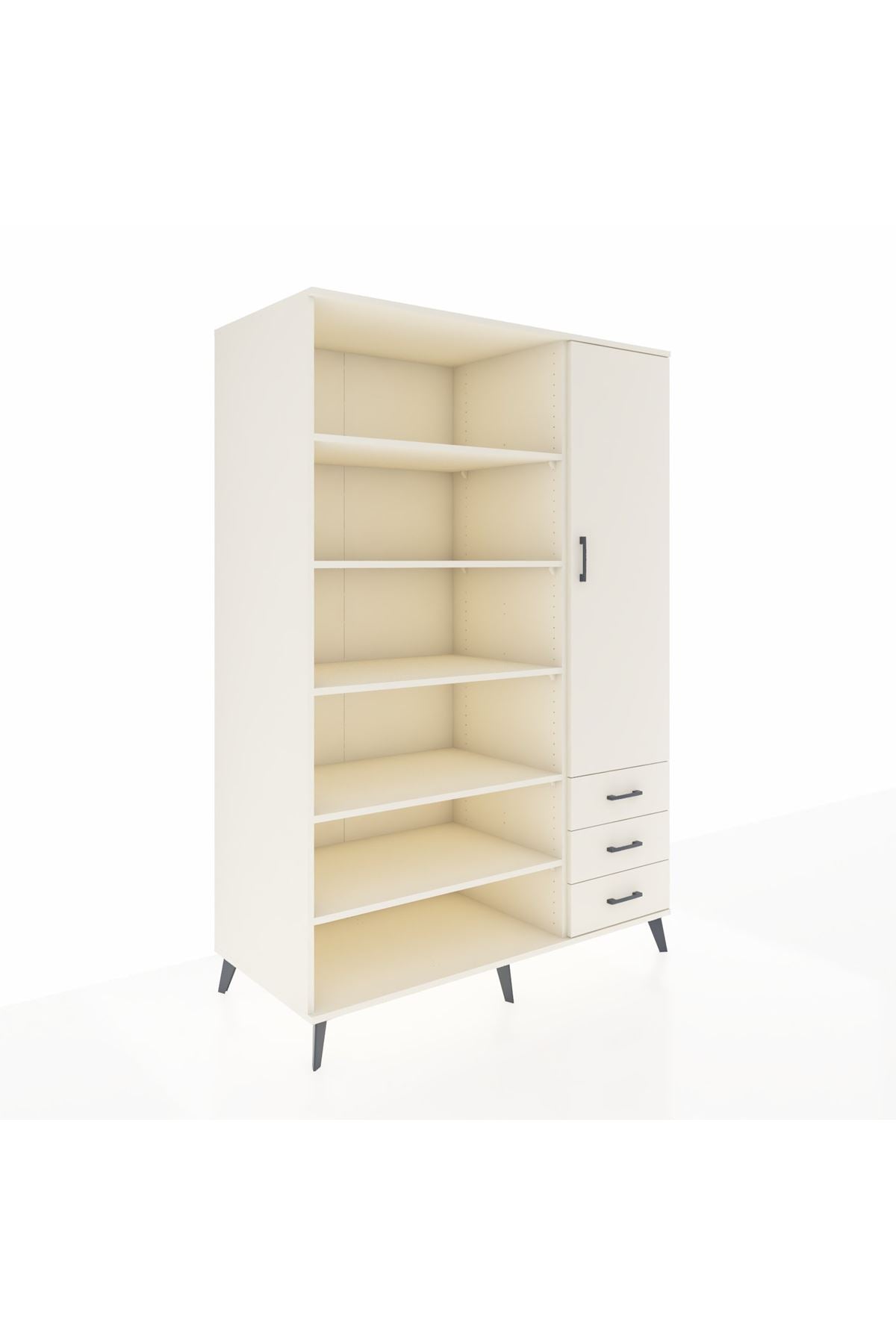 Kronos Dolap 9 Raflı 3 Çekmeceli Tek Kapaklı 132x59x195 Aytaşı-Aytaşı/Aytaşı