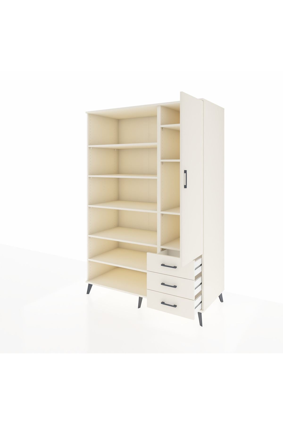 Kronos Dolap 9 Raflı 3 Çekmeceli Tek Kapaklı 132x59x195 Aytaşı-Aytaşı/Aytaşı