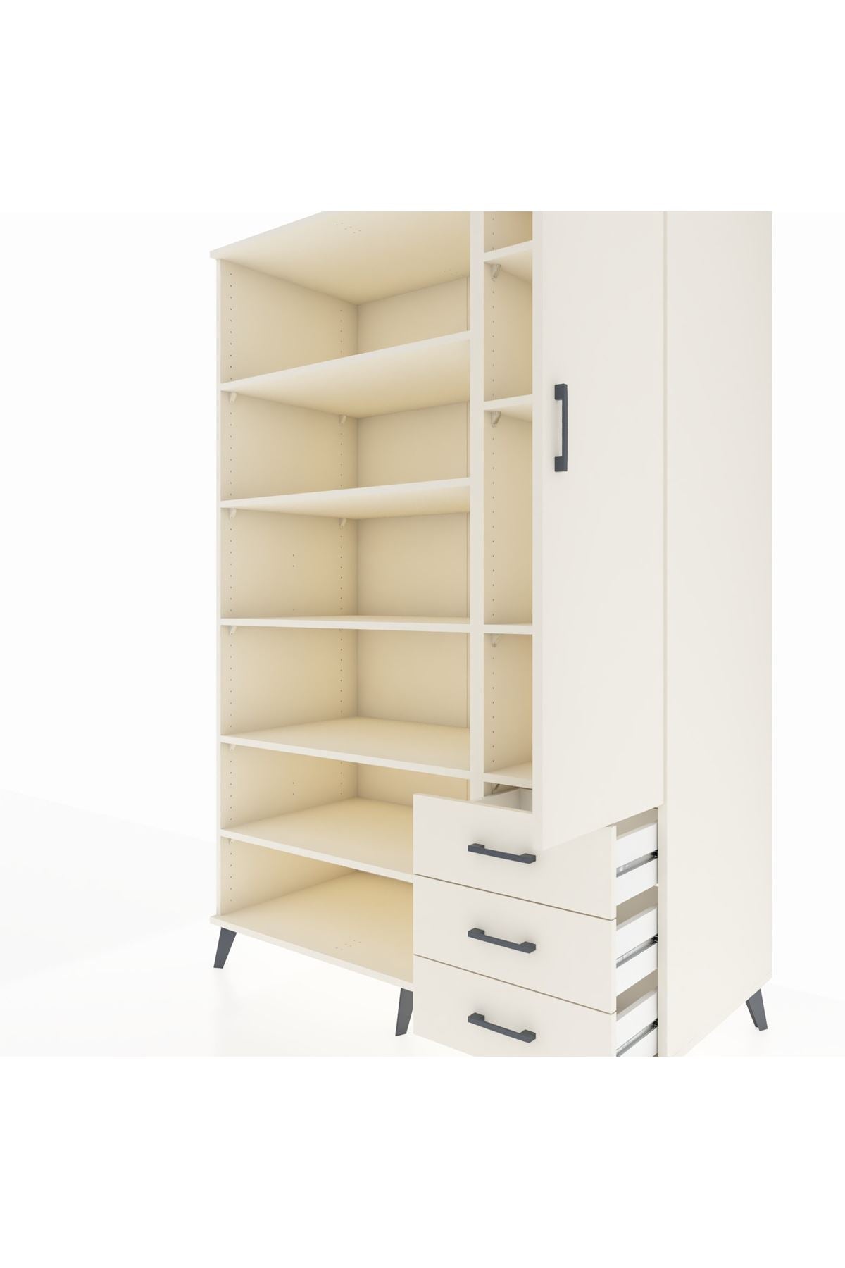 Kronos Dolap 9 Raflı 3 Çekmeceli Tek Kapaklı 132x59x195 Aytaşı-Aytaşı/Aytaşı