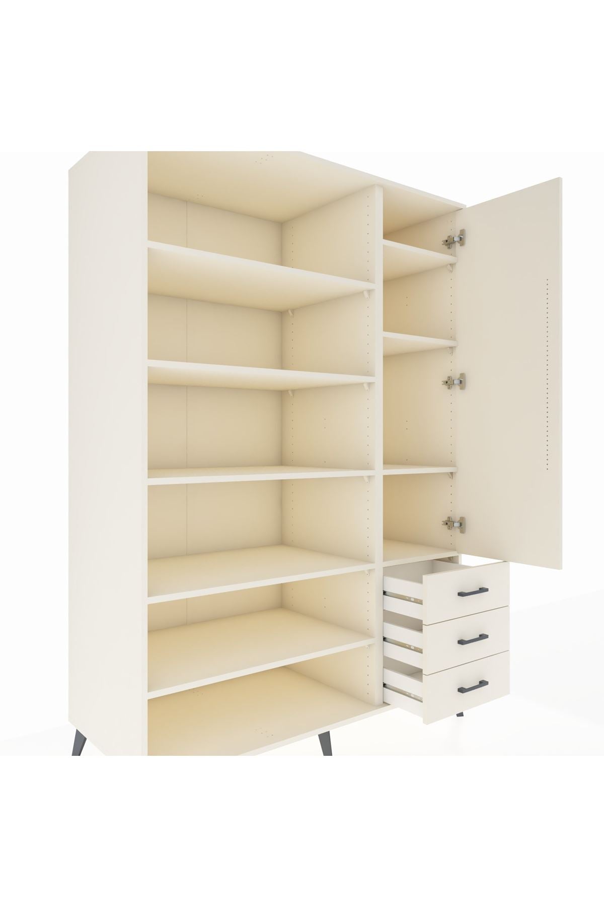 Kronos Dolap 9 Raflı 3 Çekmeceli Tek Kapaklı 132x59x195 Aytaşı-Aytaşı/Aytaşı