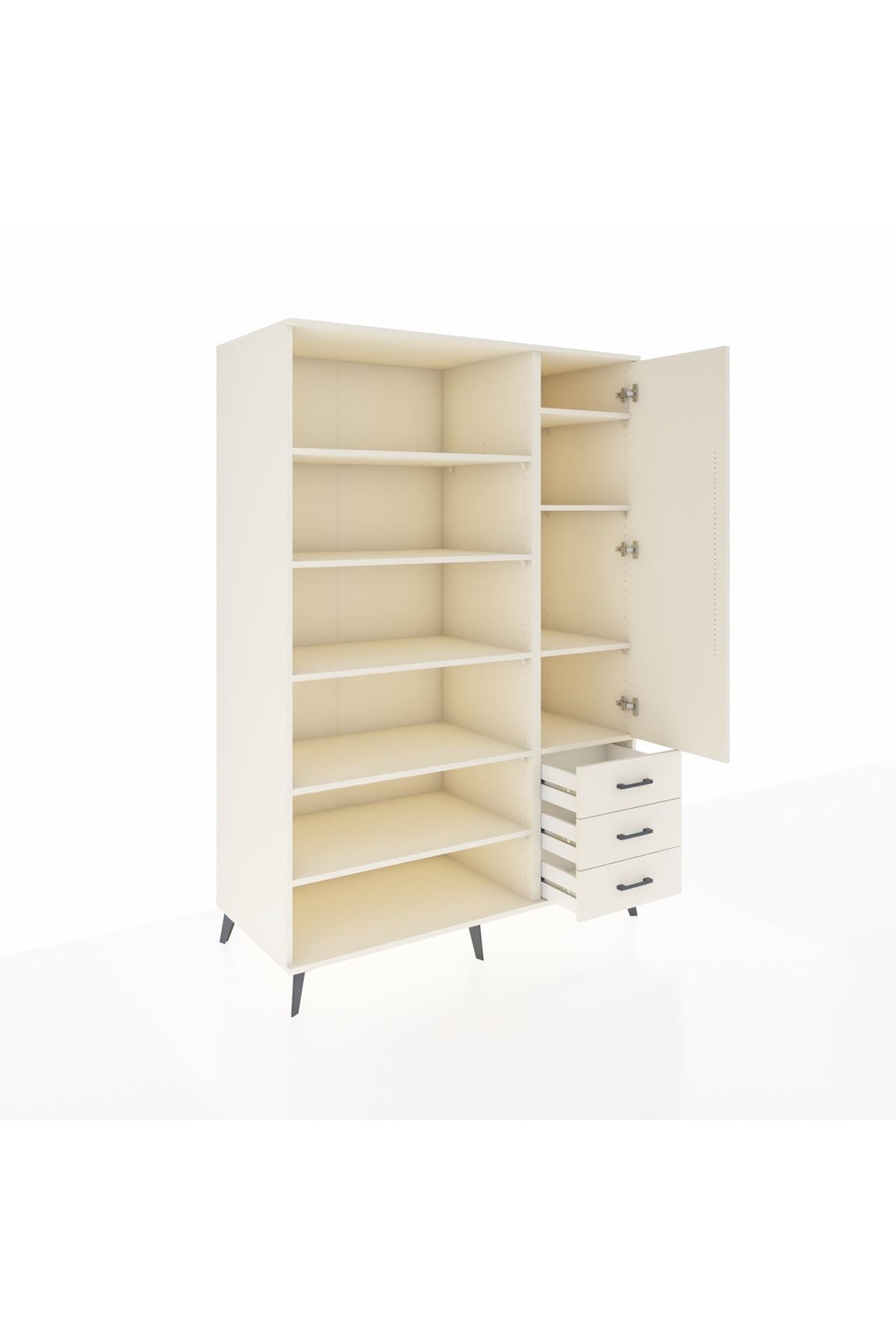 Kronos Dolap 9 Raflı 3 Çekmeceli Tek Kapaklı 132x59x195 Aytaşı-Aytaşı/Aytaşı