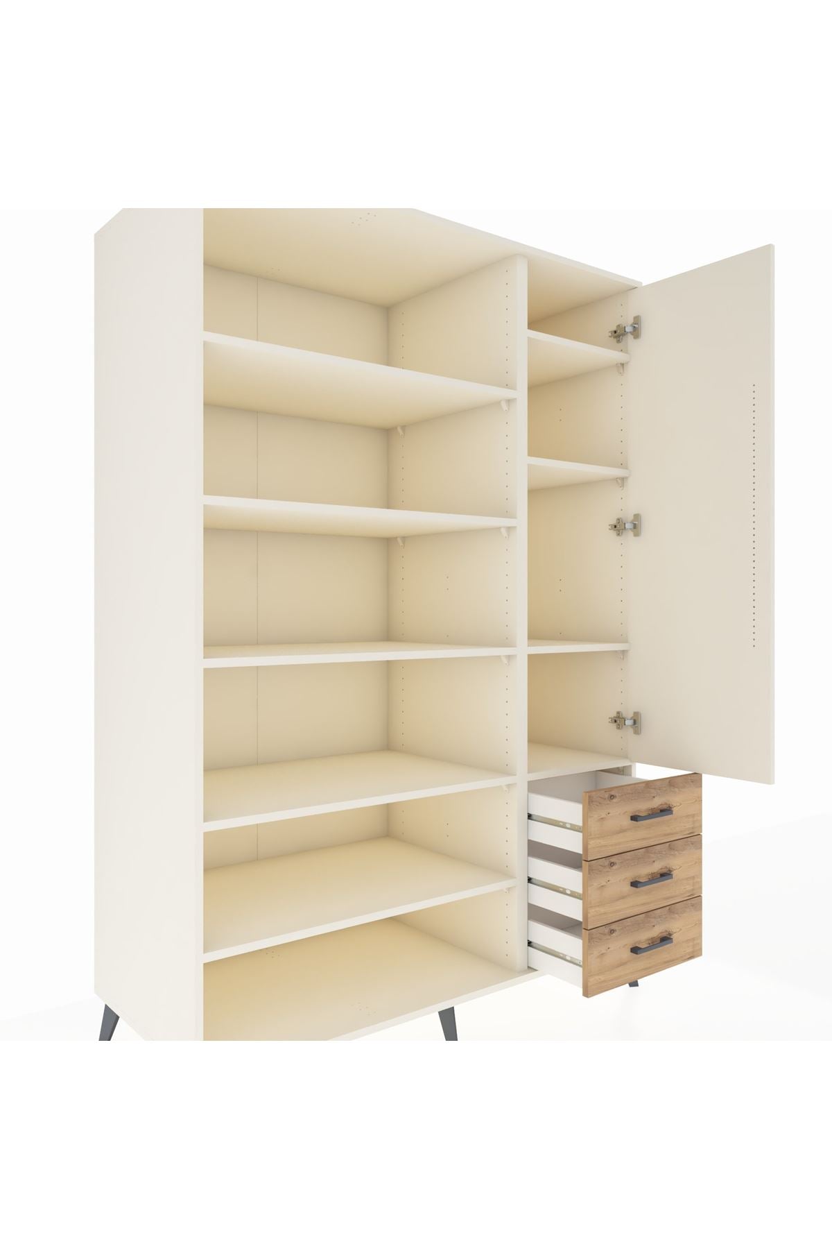 Kronos Dolap 9 Raflı 3 Çekmeceli Tek Kapaklı 132x59x195 Aytaşı-Aytaşı/Çam